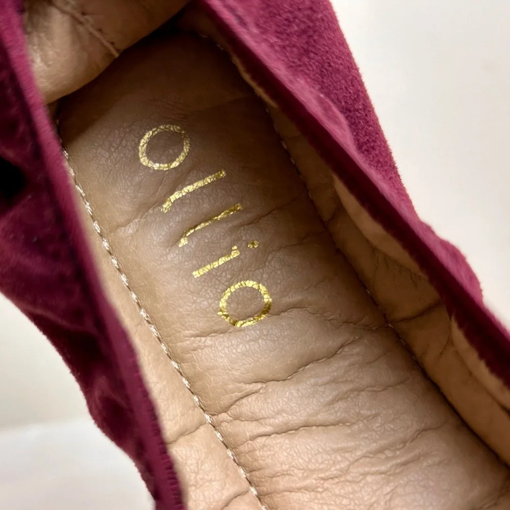 Ollio Burgundy Faux Suede Decorative Flower Slip On Comfort Ballet Flat Size 8 - Picture 5 of 9